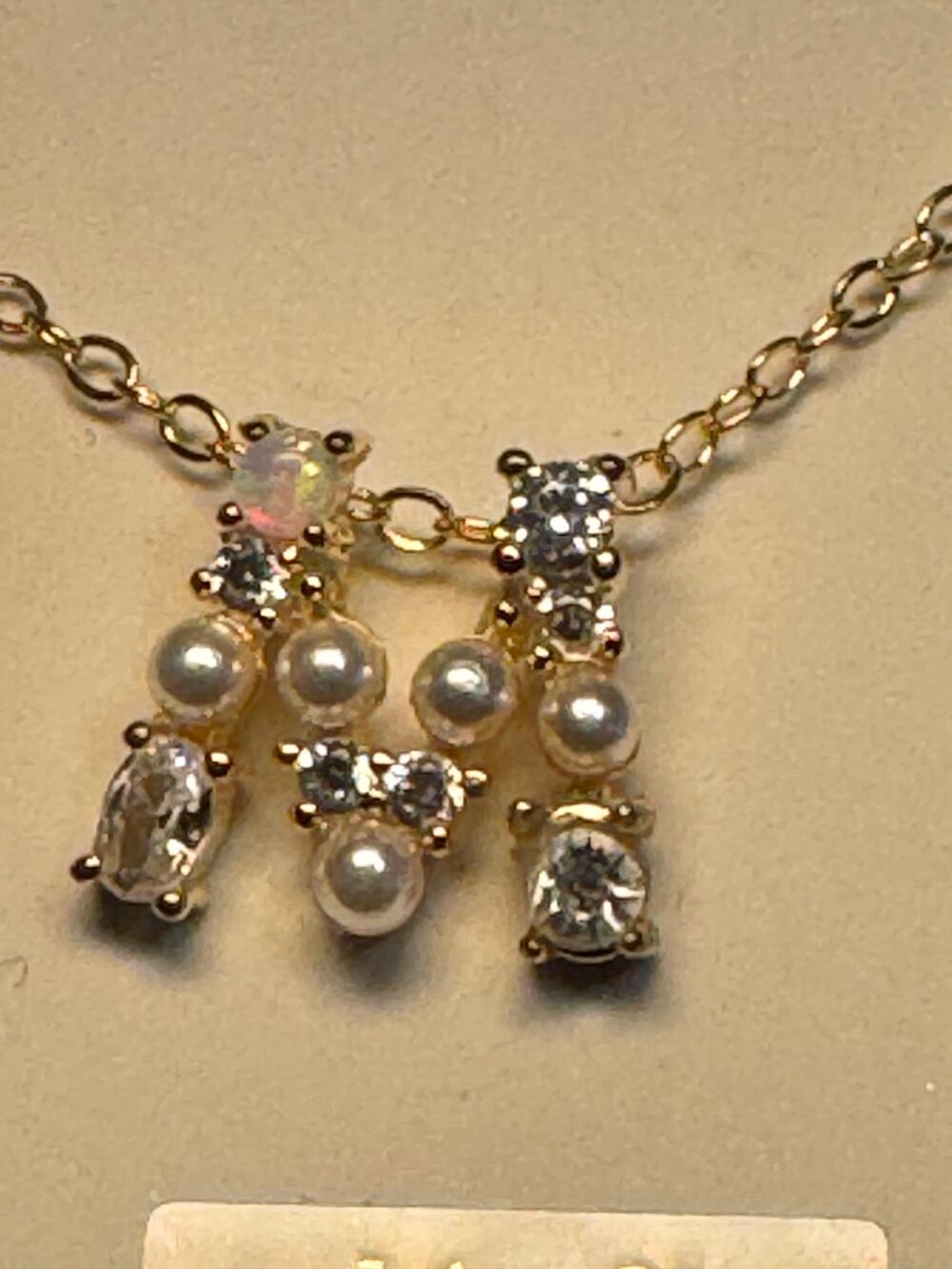 Sterling Silver 16in 2in ext CZ Vermiel M Necklace